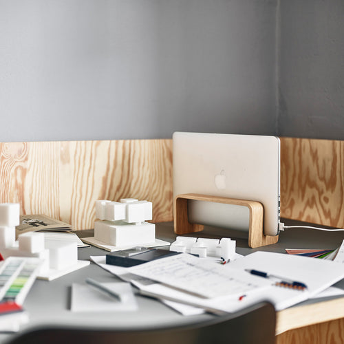 Vertical MacBook Stand in wood