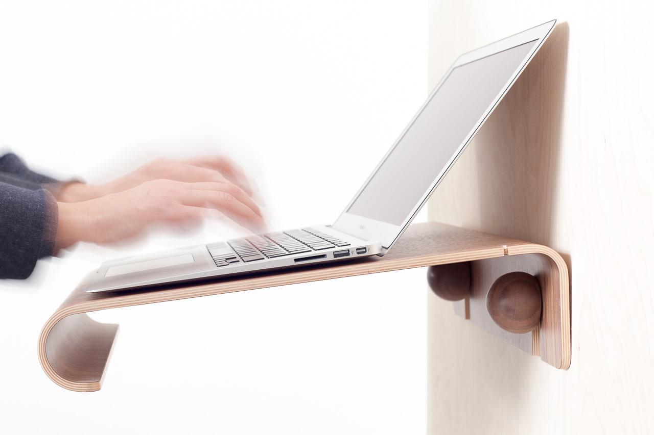 standing desk on wall